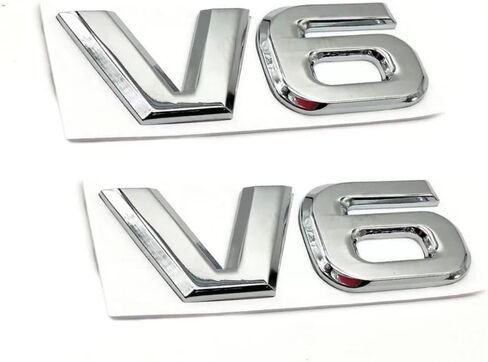 2 قطعة V6 شعار ملصق سيارة ثلاثية الأبعاد شعار سبائك الزنك الكروم شعار شارة ملصق بديل لتاكوما (V6 والفضة) in Kuwait
