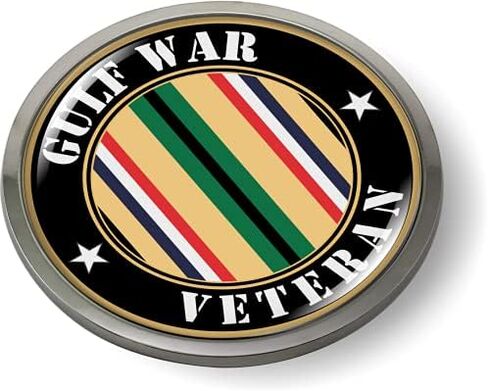 Gulf War Veteran 3D Domed CAR Emblem Badge Sticker Chrome Metal ROUND Bezel in Saudi Arabia