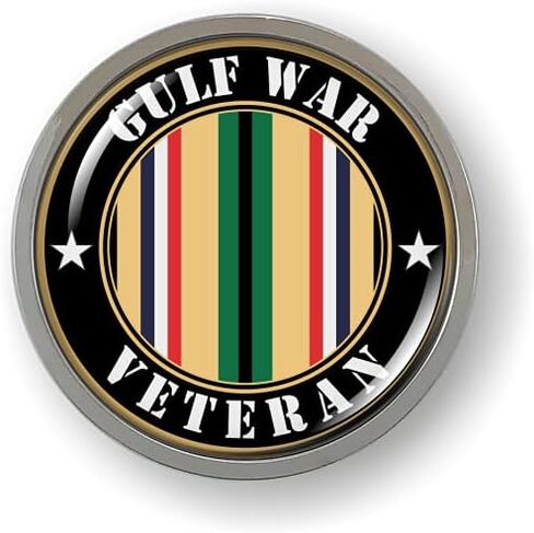 Gulf War Veteran 3D Domed CAR Emblem Badge Sticker Chrome Metal ROUND Bezel in Saudi Arabia