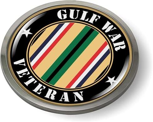 Gulf War Veteran 3D Domed CAR Emblem Badge Sticker Chrome Metal ROUND Bezel in Saudi Arabia