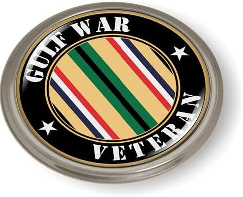 Gulf War Veteran 3D Domed CAR Emblem Badge Sticker Chrome Metal ROUND Bezel in Saudi Arabia