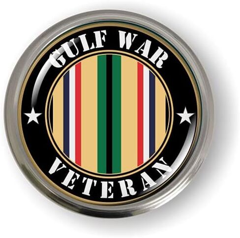 Gulf War Veteran 3D Domed CAR Emblem Badge Sticker Chrome Metal ROUND Bezel in Saudi Arabia