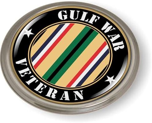 Gulf War Veteran 3D Domed CAR Emblem Badge Sticker Chrome Metal ROUND Bezel in Saudi Arabia