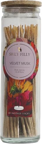Velvet Musk Incense Sticks - Set of 80 (6" Each) in Glass Jar | Natural & Non-Toxic (Sleep) in Saudi Arabia