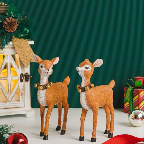 Topadorn Christmas Deer Tabletop Reindeer Figurine for Christmas Decor Indoor Decoration,2 Pack in Saudi Arabia