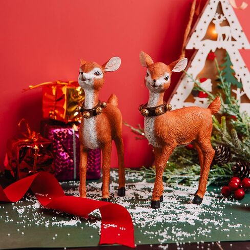 Topadorn Christmas Deer Tabletop Reindeer Figurine for Christmas Decor Indoor Decoration,2 Pack in Saudi Arabia