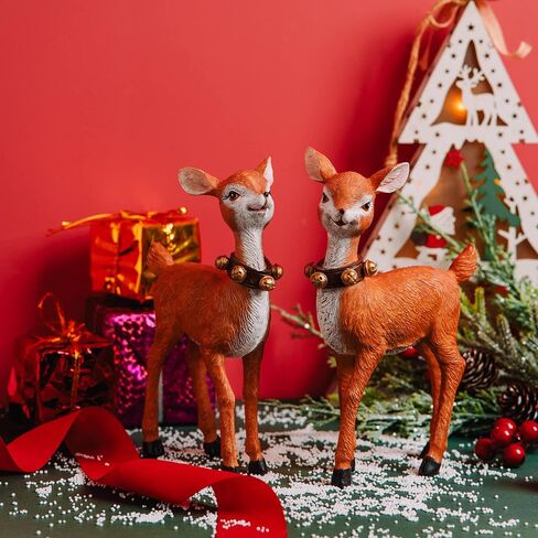Topadorn Christmas Deer Tabletop Reindeer Figurine for Christmas Decor Indoor Decoration,2 Pack in Saudi Arabia