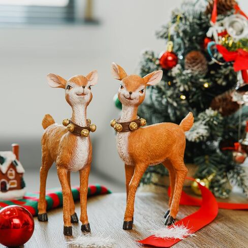 Topadorn Christmas Deer Tabletop Reindeer Figurine for Christmas Decor Indoor Decoration,2 Pack in Saudi Arabia