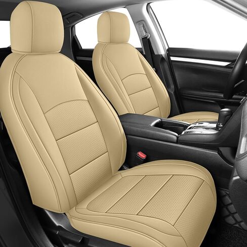 GXT Fit Honda Civic Seat Covers for Selected 2016 2017 2018 2019 2020 2021 Honda Civic - Odorless Leatherette Full Set Custom Seat Covers(Khaki) in Saudi Arabia
