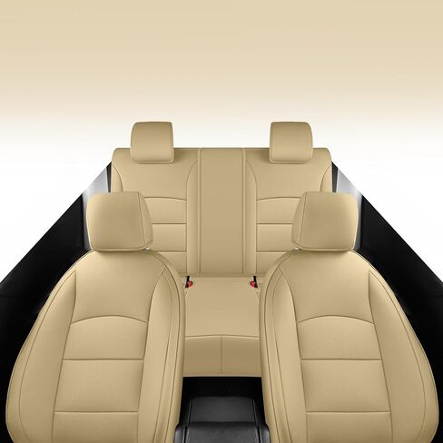 GXT Fit Honda Civic Seat Covers for Selected 2016 2017 2018 2019 2020 2021 Honda Civic - Odorless Leatherette Full Set Custom Seat Covers(Khaki) in Saudi Arabia