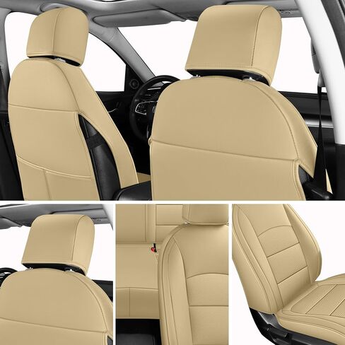 GXT Fit Honda Civic Seat Covers for Selected 2016 2017 2018 2019 2020 2021 Honda Civic - Odorless Leatherette Full Set Custom Seat Covers(Khaki) in Saudi Arabia