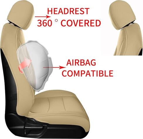 GXT Fit Honda Civic Seat Covers for Selected 2016 2017 2018 2019 2020 2021 Honda Civic - Odorless Leatherette Full Set Custom Seat Covers(Khaki) in Saudi Arabia