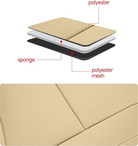 GXT Fit Honda Civic Seat Covers for Selected 2016 2017 2018 2019 2020 2021 Honda Civic - Odorless Leatherette Full Set Custom Seat Covers(Khaki) in Saudi Arabia