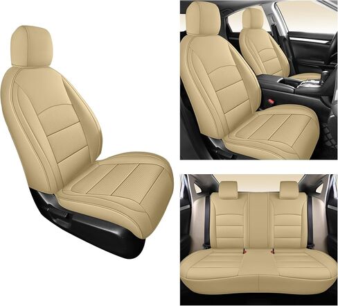 GXT Fit Honda Civic Seat Covers for Selected 2016 2017 2018 2019 2020 2021 Honda Civic - Odorless Leatherette Full Set Custom Seat Covers(Khaki) in Saudi Arabia