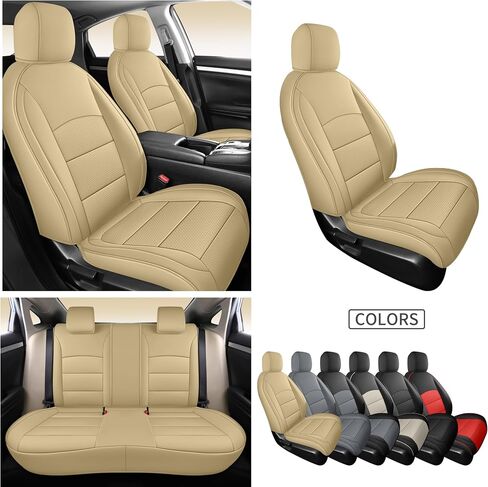 GXT Fit Honda Civic Seat Covers for Selected 2016 2017 2018 2019 2020 2021 Honda Civic - Odorless Leatherette Full Set Custom Seat Covers(Khaki) in Saudi Arabia