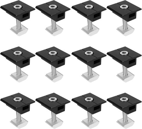 Adjustable Solar Middle Clamps Solar Mount Bracket Solar Panel Middle Clips Roof Mount Mid Clamp for Securing 30mm - 50mm Thick Solar Panels to Rails (Adjustable Mid Clamp 12 Pack) in Kuwait