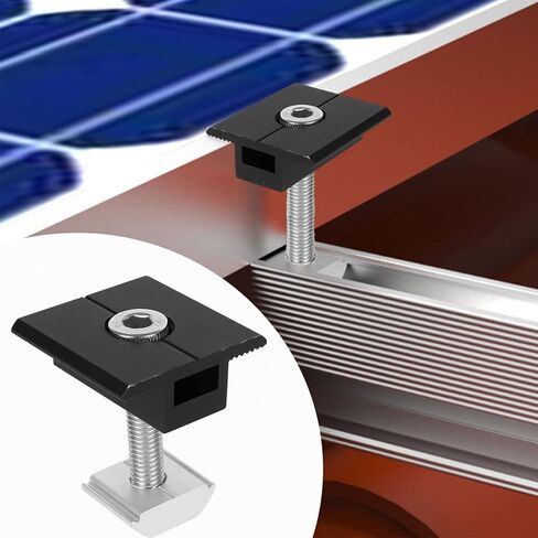Adjustable Solar Middle Clamps Solar Mount Bracket Solar Panel Middle Clips Roof Mount Mid Clamp for Securing 30mm - 50mm Thick Solar Panels to Rails (Adjustable Mid Clamp 12 Pack) in Kuwait