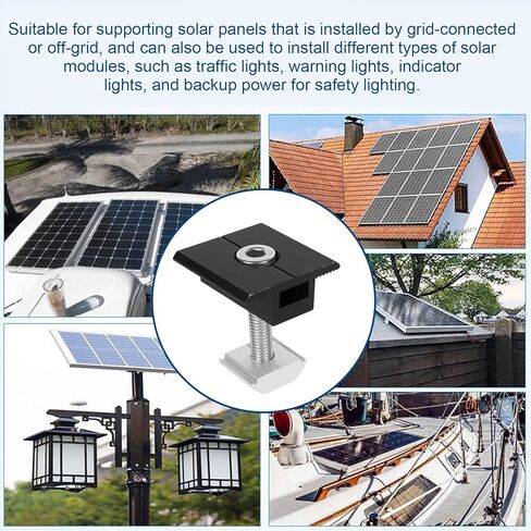 Adjustable Solar Middle Clamps Solar Mount Bracket Solar Panel Middle Clips Roof Mount Mid Clamp for Securing 30mm - 50mm Thick Solar Panels to Rails (Adjustable Mid Clamp 12 Pack) in Kuwait