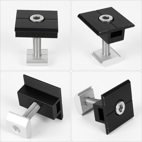 Adjustable Solar Middle Clamps Solar Mount Bracket Solar Panel Middle Clips Roof Mount Mid Clamp for Securing 30mm - 50mm Thick Solar Panels to Rails (Adjustable Mid Clamp 12 Pack) in Kuwait