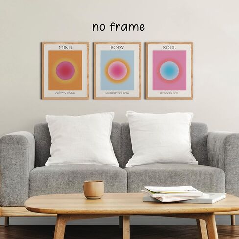 KEUSPI Mind Body Soul Colorful Aura Energy Gradient Minimalist Y2K Wall Art Poster Posters Prints for Girls Bedroom Dorm Decor,Positive Spiritual Decorations Posters Unframed 8x10 Inches Set of 3 in Kuwait