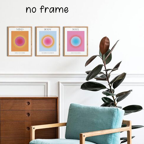 KEUSPI Mind Body Soul Colorful Aura Energy Gradient Minimalist Y2K Wall Art Poster Posters Prints for Girls Bedroom Dorm Decor,Positive Spiritual Decorations Posters Unframed 8x10 Inches Set of 3 in Kuwait