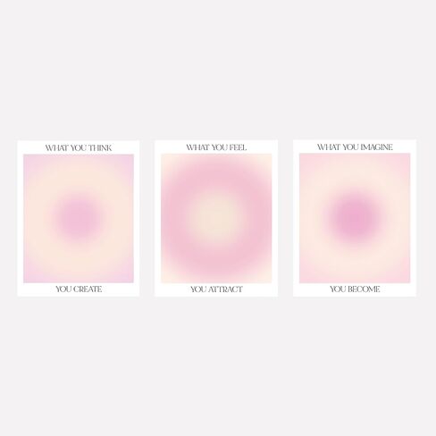 KEUSPI Mind Body Soul Colorful Aura Energy Gradient Minimalist Y2K Wall Art Poster Posters Prints for Girls Bedroom Dorm Decor,Positive Spiritual Decorations Posters Unframed 8x10 Inches Set of 3 in Kuwait