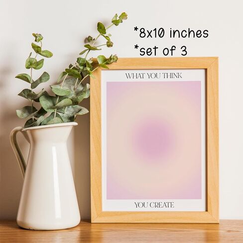 KEUSPI Mind Body Soul Colorful Aura Energy Gradient Minimalist Y2K Wall Art Poster Posters Prints for Girls Bedroom Dorm Decor,Positive Spiritual Decorations Posters Unframed 8x10 Inches Set of 3 in Kuwait