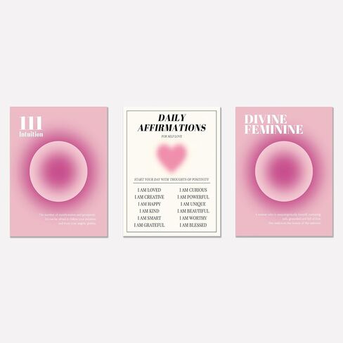 KEUSPI Mind Body Soul Colorful Aura Energy Gradient Minimalist Y2K Wall Art Poster Posters Prints for Girls Bedroom Dorm Decor,Positive Spiritual Decorations Posters Unframed 8x10 Inches Set of 3 in Kuwait