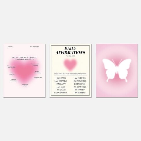 KEUSPI Mind Body Soul Colorful Aura Energy Gradient Minimalist Y2K Wall Art Poster Posters Prints for Girls Bedroom Dorm Decor,Positive Spiritual Decorations Posters Unframed 8x10 Inches Set of 3 in Kuwait