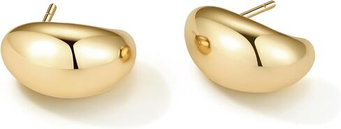 14K Real Gold Plated 925 Sterling Silver Post Huggie Earrings Gold Dome Huggie Hoop Earrings Dome Hoops for Women in Saudi Arabia