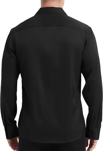 Men's Dress Shirt for Business & Casual - Black Button Long Sleeve - Office, Wedding, Dates Shirts in Saudi Arabia