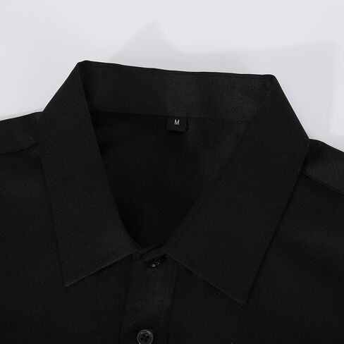 Men's Dress Shirt for Business & Casual - Black Button Long Sleeve - Office, Wedding, Dates Shirts in Saudi Arabia