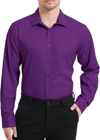 Men's Dress Shirt for Business & Casual - Black Button Long Sleeve - Office, Wedding, Dates Shirts in Saudi Arabia