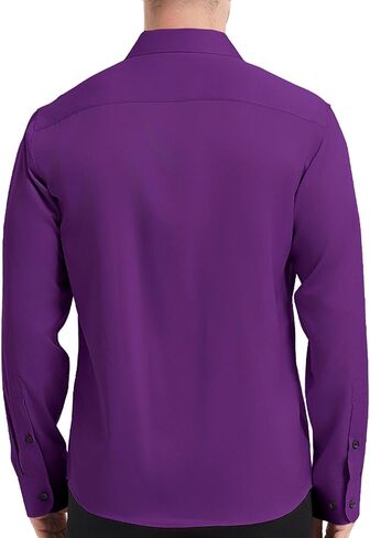 Men's Dress Shirt for Business & Casual - Black Button Long Sleeve - Office, Wedding, Dates Shirts in Saudi Arabia