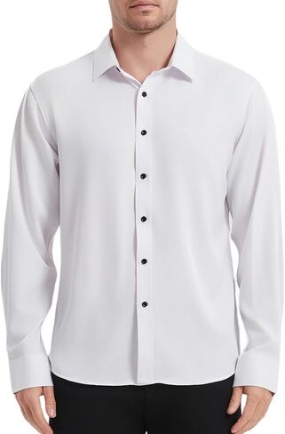 Men's Dress Shirt for Business & Casual - Black Button Long Sleeve - Office, Wedding, Dates Shirts in Saudi Arabia