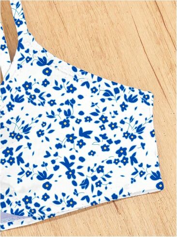 OYOANGLE Girl's 3 Piece Bikini Set Floral Print Drawstring Front Swimsuit with Cover Up Skirt in Saudi Arabia