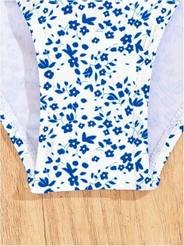 OYOANGLE Girl's 3 Piece Bikini Set Floral Print Drawstring Front Swimsuit with Cover Up Skirt in Saudi Arabia