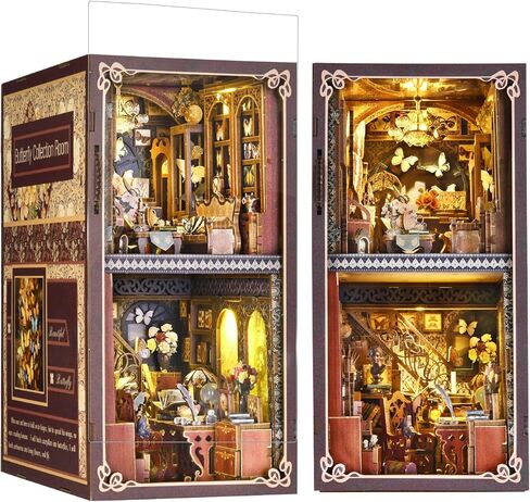 مجموعات زوايا الكتب للبالغين والمراهقين، مجموعة هدايا بناء نموذج زقاق ثلاثي الأبعاد لتركيب الكتب ورف الكتب مع ضوء LED in Kuwait