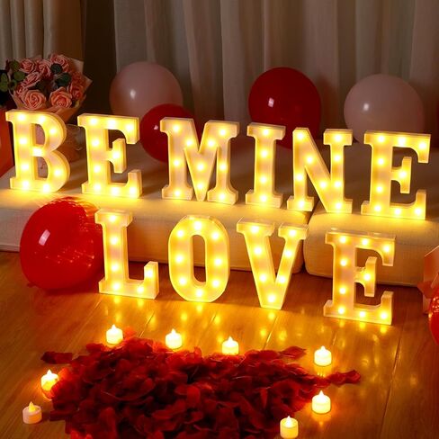 عيد الحب BE MINE LOVE Sign علامات سرادق ديكور للطاولة معلقة على الحائط لليلة رومانسية تعمل بالبطارية LED تضيء الحروف لقضاء العطلات وحفلات الزفاف وتزيين غرفة المنزل in Kuwait