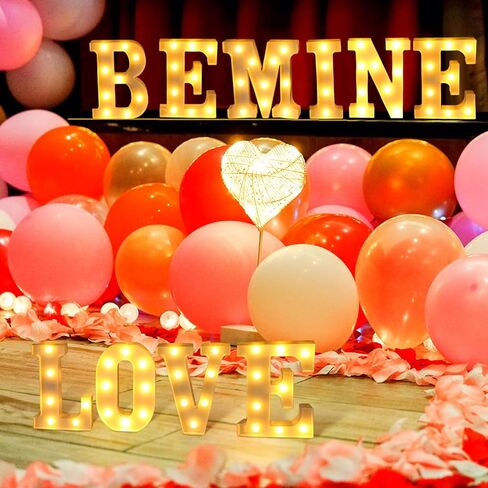 عيد الحب BE MINE LOVE Sign علامات سرادق ديكور للطاولة معلقة على الحائط لليلة رومانسية تعمل بالبطارية LED تضيء الحروف لقضاء العطلات وحفلات الزفاف وتزيين غرفة المنزل in Kuwait