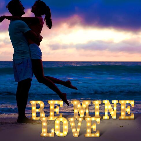 عيد الحب BE MINE LOVE Sign علامات سرادق ديكور للطاولة معلقة على الحائط لليلة رومانسية تعمل بالبطارية LED تضيء الحروف لقضاء العطلات وحفلات الزفاف وتزيين غرفة المنزل in Kuwait