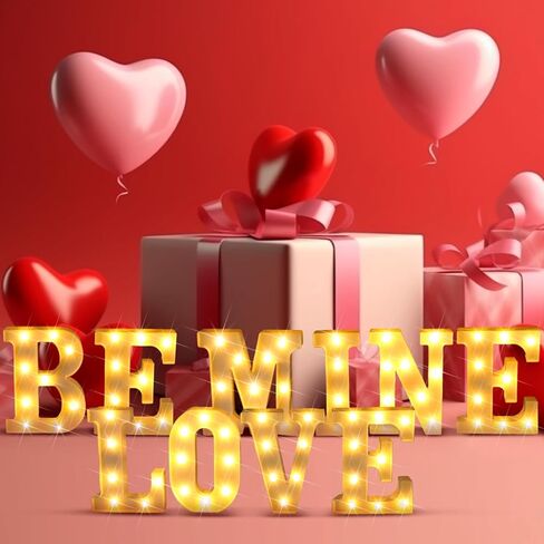 عيد الحب BE MINE LOVE Sign علامات سرادق ديكور للطاولة معلقة على الحائط لليلة رومانسية تعمل بالبطارية LED تضيء الحروف لقضاء العطلات وحفلات الزفاف وتزيين غرفة المنزل in Kuwait
