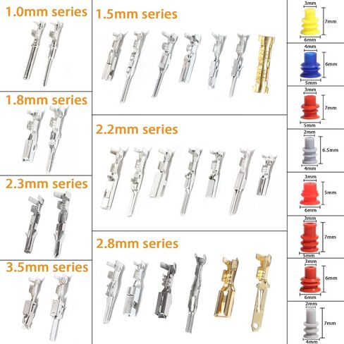 Connector Pins Kit Terminal Pin Automotive Car Electrical 1/1.5/1.8/2.2/2.3/2.5/2.8/3.5mm Male&Female Wire Seals Removal Tool kit Motorcycle ATV Wire Non-Insulated Plug Crimp tools Set in Kuwait