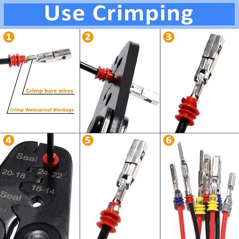 Connector Pins Kit Terminal Pin Automotive Car Electrical 1/1.5/1.8/2.2/2.3/2.5/2.8/3.5mm Male&Female Wire Seals Removal Tool kit Motorcycle ATV Wire Non-Insulated Plug Crimp tools Set in Kuwait