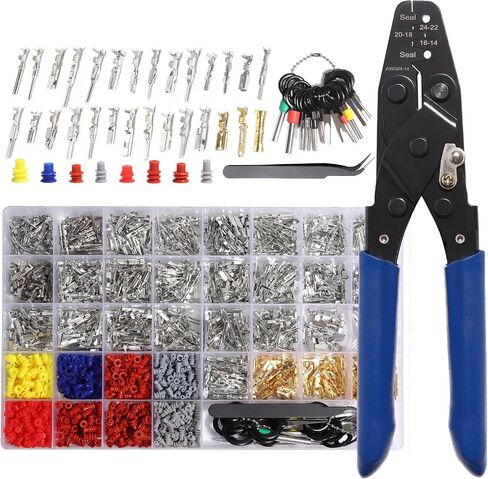 Connector Pins Kit Terminal Pin Automotive Car Electrical 1/1.5/1.8/2.2/2.3/2.5/2.8/3.5mm Male&Female Wire Seals Removal Tool kit Motorcycle ATV Wire Non-Insulated Plug Crimp tools Set in Kuwait
