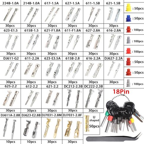 Connector Pins Kit Terminal Pin Automotive Car Electrical 1/1.5/1.8/2.2/2.3/2.5/2.8/3.5mm Male&Female Wire Seals Removal Tool kit Motorcycle ATV Wire Non-Insulated Plug Crimp tools Set in Kuwait