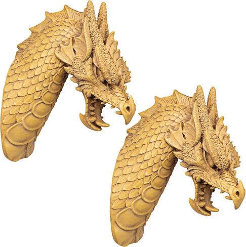 تصميم توسكانو EU91025 منحوتة حائط رأس الوحش التنين: مجموعة من قطعتين، مجموعة من قطعتين in Kuwait