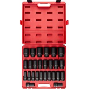 SUNEX TOOLS 4693 3/4-Inch Drive Metric Deep Impact Socket Set, 26-Piece