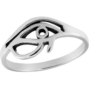 AeraVida Mystical Eye of Ra Protective Symbol .925 Sterling Silver Band Ring