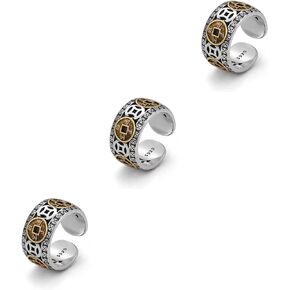 HUASAI Feng Shui Rings Cooper Coin Ring Protection Wealth Rings Luck Wealth Money Ring Open Cuff Ring Adjustable Silver Ring Jewelry Gift